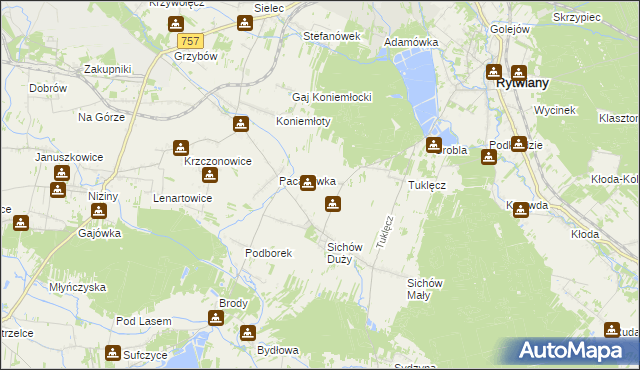 mapa Święcica gmina Rytwiany, Święcica gmina Rytwiany na mapie Targeo