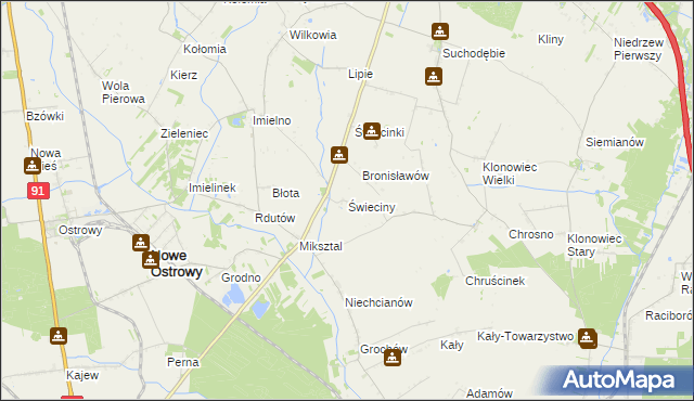 mapa Świeciny, Świeciny na mapie Targeo