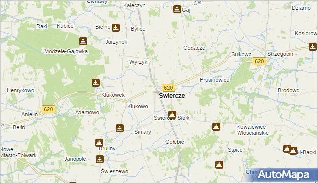 mapa Świercze powiat pułtuski, Świercze powiat pułtuski na mapie Targeo