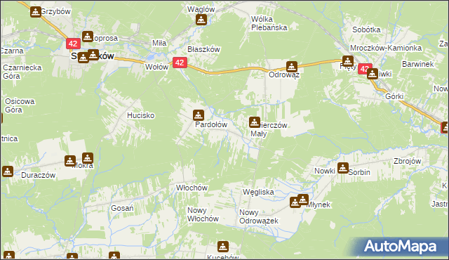 mapa Świerczów gmina Stąporków, Świerczów gmina Stąporków na mapie Targeo