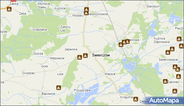 mapa Świerczów powiat namysłowski, Świerczów powiat namysłowski na mapie Targeo