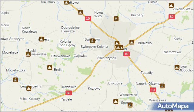 mapa Świerczynek gmina Drobin, Świerczynek gmina Drobin na mapie Targeo