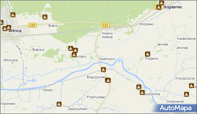 mapa Świerkocin gmina Witnica, Świerkocin gmina Witnica na mapie Targeo