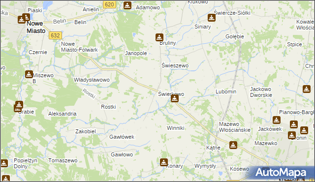 mapa Świerkowo gmina Świercze, Świerkowo gmina Świercze na mapie Targeo