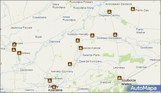 mapa Świerże-Kiełcze, Świerże-Kiełcze na mapie Targeo