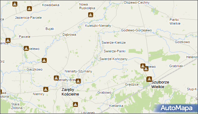 mapa Świerże-Kończany, Świerże-Kończany na mapie Targeo