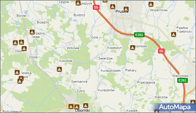 mapa Świerzów, Świerzów na mapie Targeo