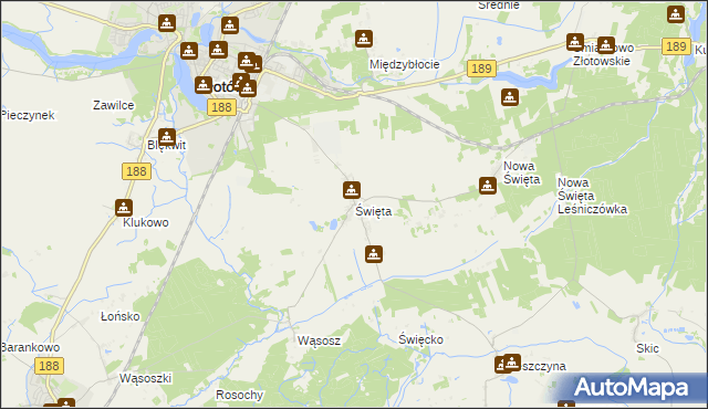 mapa Święta gmina Złotów, Święta gmina Złotów na mapie Targeo