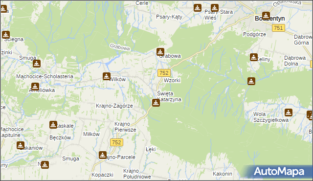 mapa Święta Katarzyna gmina Bodzentyn, Święta Katarzyna gmina Bodzentyn na mapie Targeo