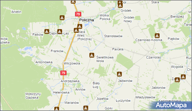 mapa Świetlikowa Wola, Świetlikowa Wola na mapie Targeo