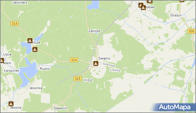 mapa Świętno gmina Wolsztyn, Świętno gmina Wolsztyn na mapie Targeo