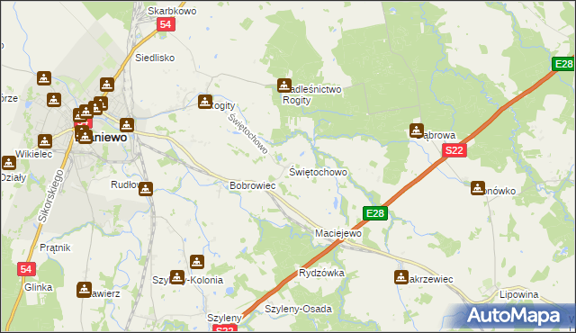 mapa Świętochowo, Świętochowo na mapie Targeo