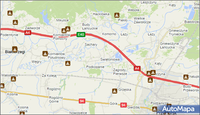 mapa Świętoniowa, Świętoniowa na mapie Targeo