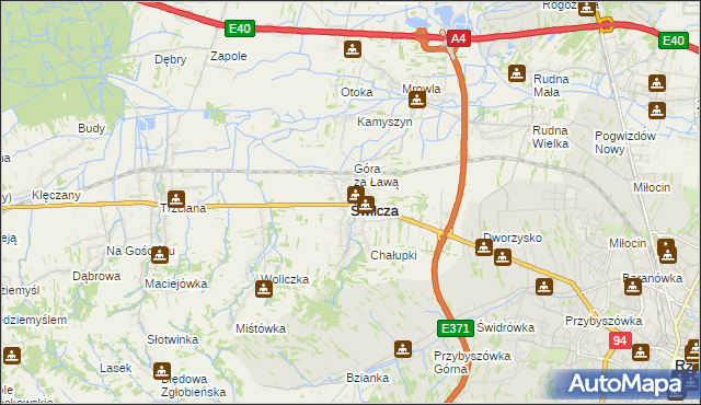 mapa Świlcza, Świlcza na mapie Targeo