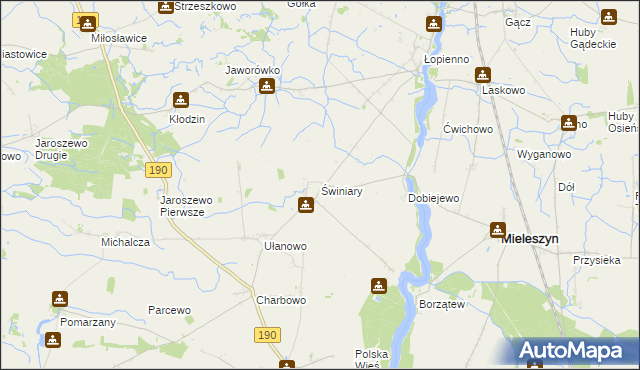 mapa Świniary gmina Kłecko, Świniary gmina Kłecko na mapie Targeo