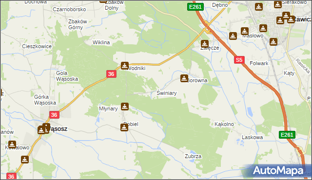 mapa Świniary gmina Wąsosz, Świniary gmina Wąsosz na mapie Targeo