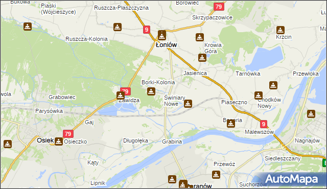 mapa Świniary Nowe, Świniary Nowe na mapie Targeo