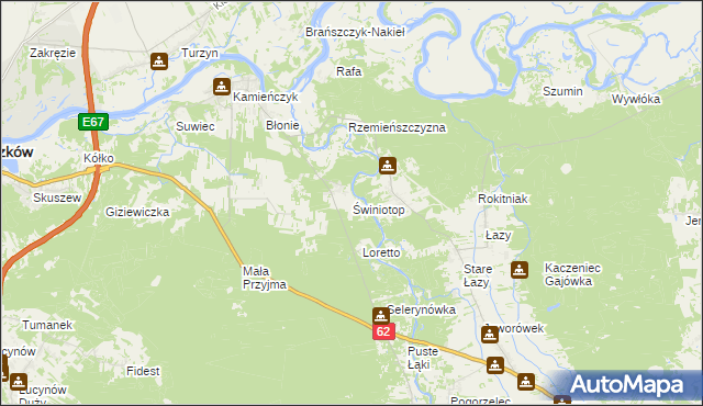 mapa Świniotop, Świniotop na mapie Targeo