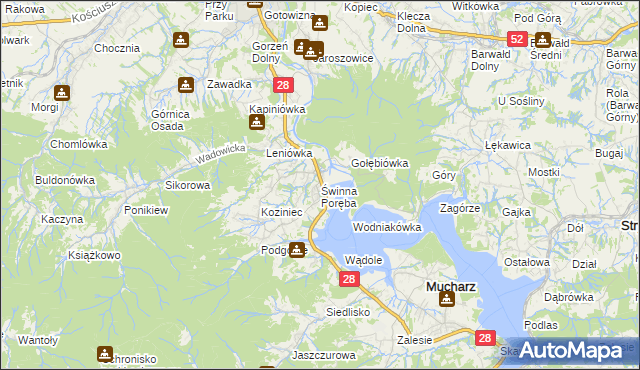 mapa Świnna Poręba, Świnna Poręba na mapie Targeo