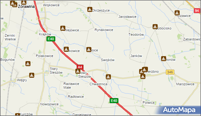 mapa Swojków gmina Domaniów, Swojków gmina Domaniów na mapie Targeo