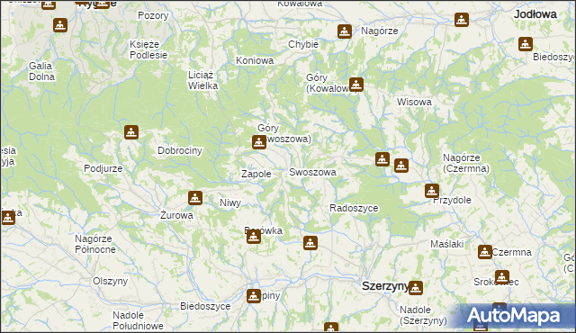 mapa Swoszowa, Swoszowa na mapie Targeo