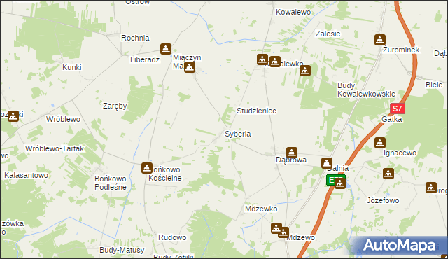 mapa Syberia gmina Strzegowo, Syberia gmina Strzegowo na mapie Targeo