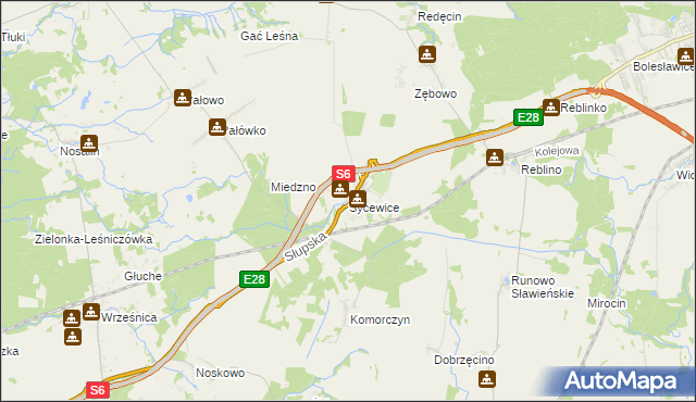 mapa Sycewice, Sycewice na mapie Targeo