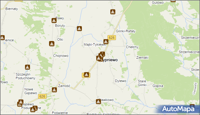 mapa Sypniewo powiat makowski, Sypniewo powiat makowski na mapie Targeo