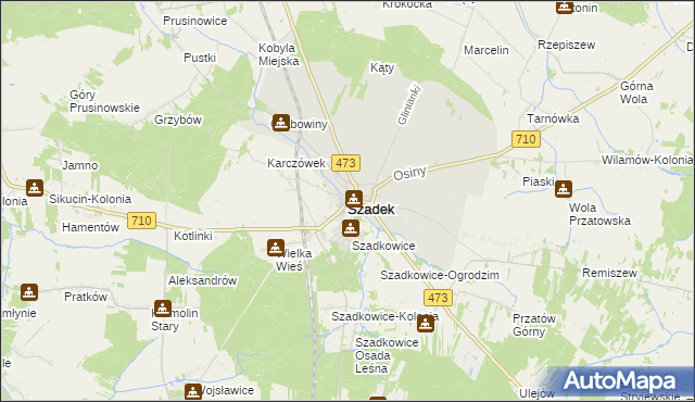 mapa Szadek powiat zduńskowolski, Szadek powiat zduńskowolski na mapie Targeo