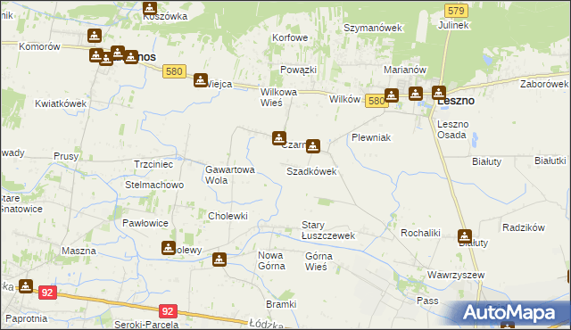 mapa Szadkówek, Szadkówek na mapie Targeo