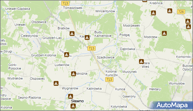 mapa Szadkowice gmina Sławno, Szadkowice gmina Sławno na mapie Targeo