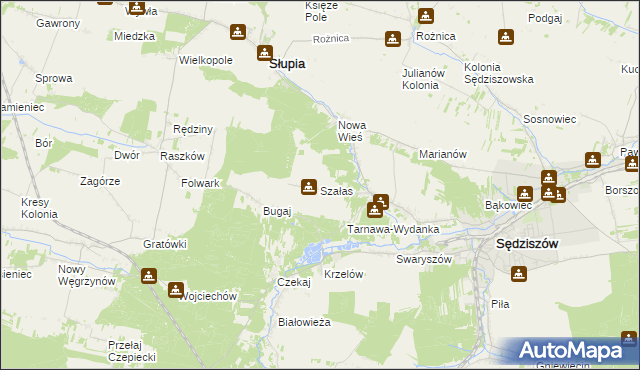 mapa Szałas gmina Sędziszów, Szałas gmina Sędziszów na mapie Targeo