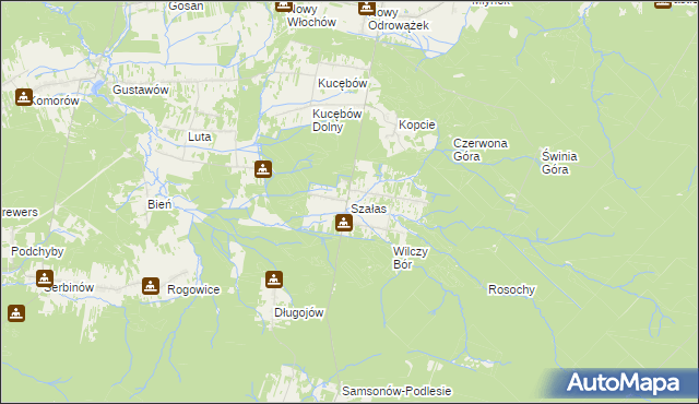 mapa Szałas gmina Zagnańsk, Szałas gmina Zagnańsk na mapie Targeo