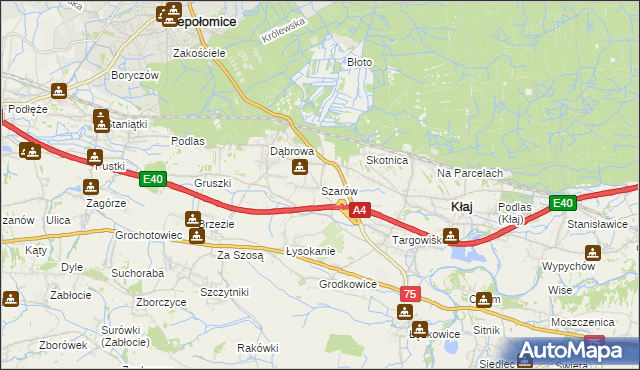 mapa Szarów gmina Kłaj, Szarów gmina Kłaj na mapie Targeo