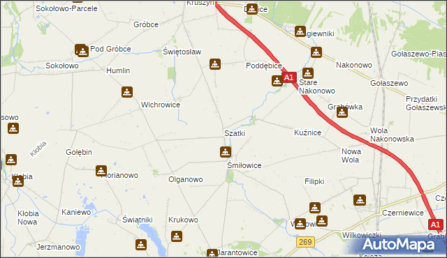 mapa Szatki gmina Choceń, Szatki gmina Choceń na mapie Targeo