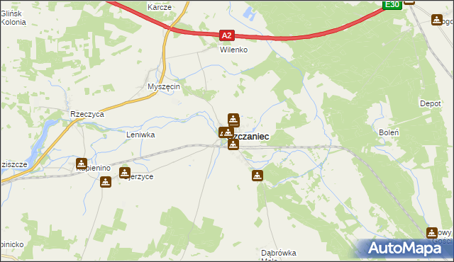mapa Szczaniec, Szczaniec na mapie Targeo