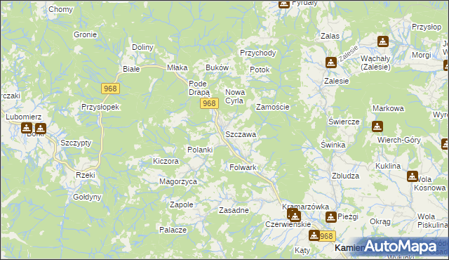 mapa Szczawa, Szczawa na mapie Targeo