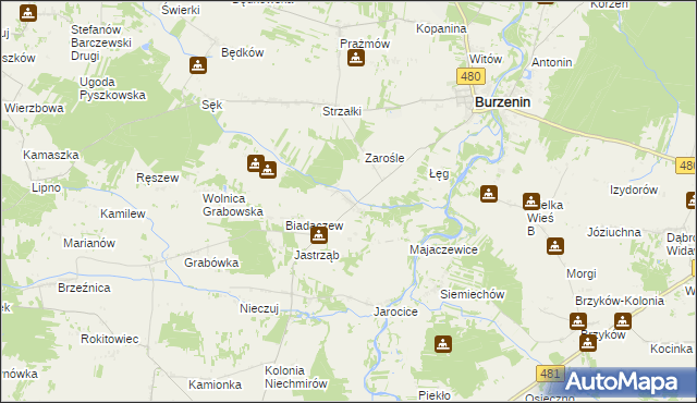 mapa Szczawno gmina Burzenin, Szczawno gmina Burzenin na mapie Targeo