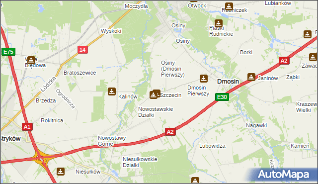 mapa Szczecin gmina Dmosin, Szczecin gmina Dmosin na mapie Targeo