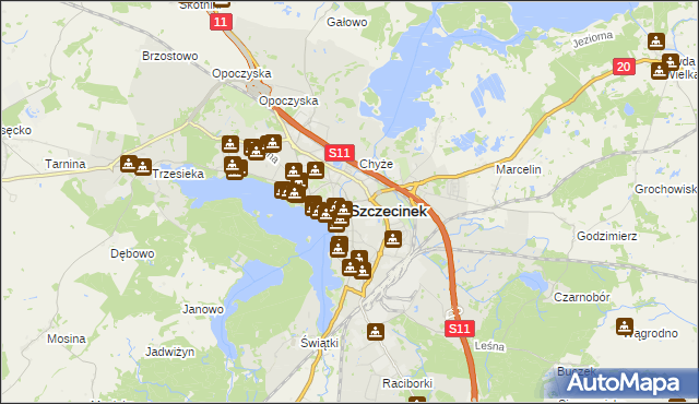 mapa Szczecinek, Szczecinek na mapie Targeo