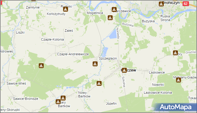 mapa Szczeglacin, Szczeglacin na mapie Targeo