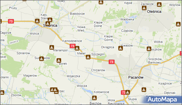 mapa Szczeglin gmina Stopnica, Szczeglin gmina Stopnica na mapie Targeo