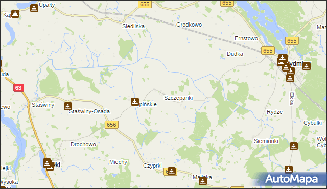 mapa Szczepanki gmina Wydminy, Szczepanki gmina Wydminy na mapie Targeo