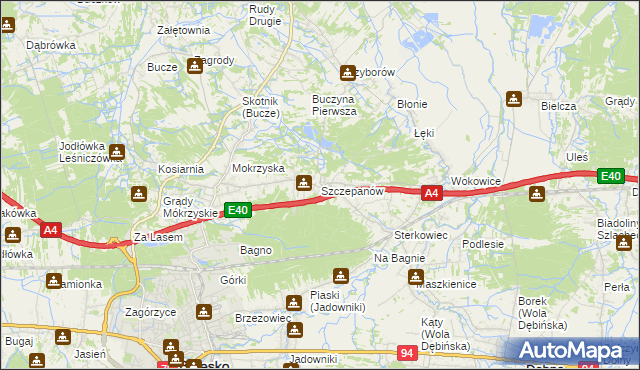 mapa Szczepanów gmina Brzesko, Szczepanów gmina Brzesko na mapie Targeo