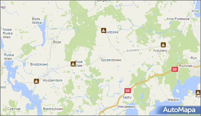 mapa Szczerzbowo, Szczerzbowo na mapie Targeo