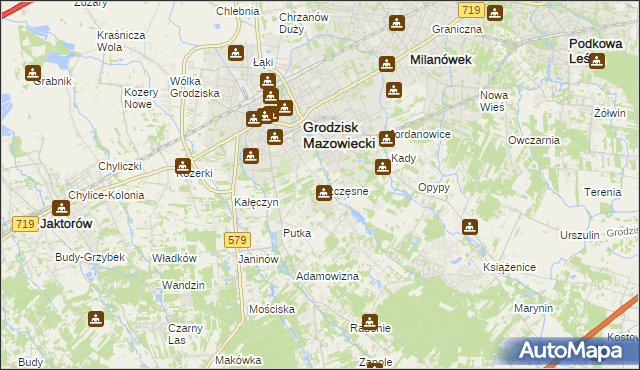 mapa Szczęsne gmina Grodzisk Mazowiecki, Szczęsne gmina Grodzisk Mazowiecki na mapie Targeo