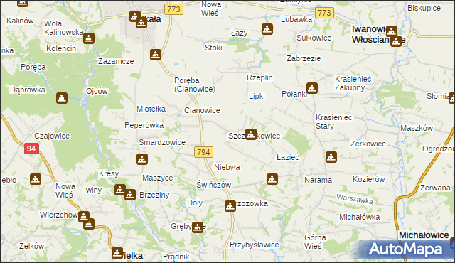 mapa Szczodrkowice, Szczodrkowice na mapie Targeo