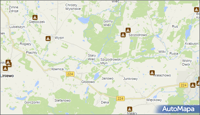 mapa Szczodrowski Młyn, Szczodrowski Młyn na mapie Targeo