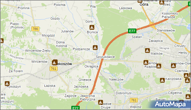 mapa Szczukowice, Szczukowice na mapie Targeo