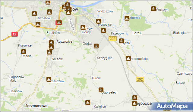 mapa Szczyglice gmina Głogów, Szczyglice gmina Głogów na mapie Targeo